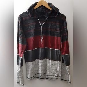 Ocean Current, Medium, Red/black/grey/white striped hoodie